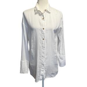 St. Agni 100% Cotton Button-Down Shirt White XS Light Minimalist Gauzy